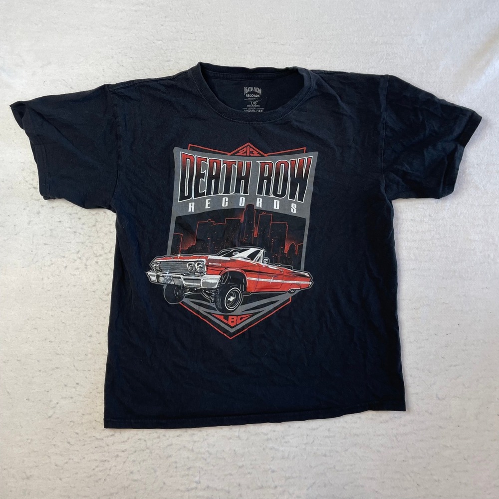 Death Row‎ Records T Shirt Mens Large Black Lowrider Graphic Hip Hop Rap Tee